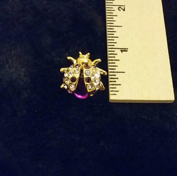 1980s crystal ladybug pin - Picture 4 of 4